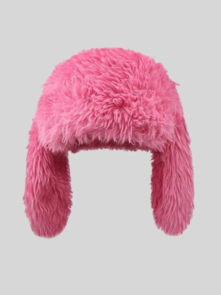 1pc Women's Solid Color Cute Long Rabbit Ear Warm Versatile Bucket Hat, Suitable For Autumn And Winter Outdoor Use Halloween Halloween Decor | SHEIN