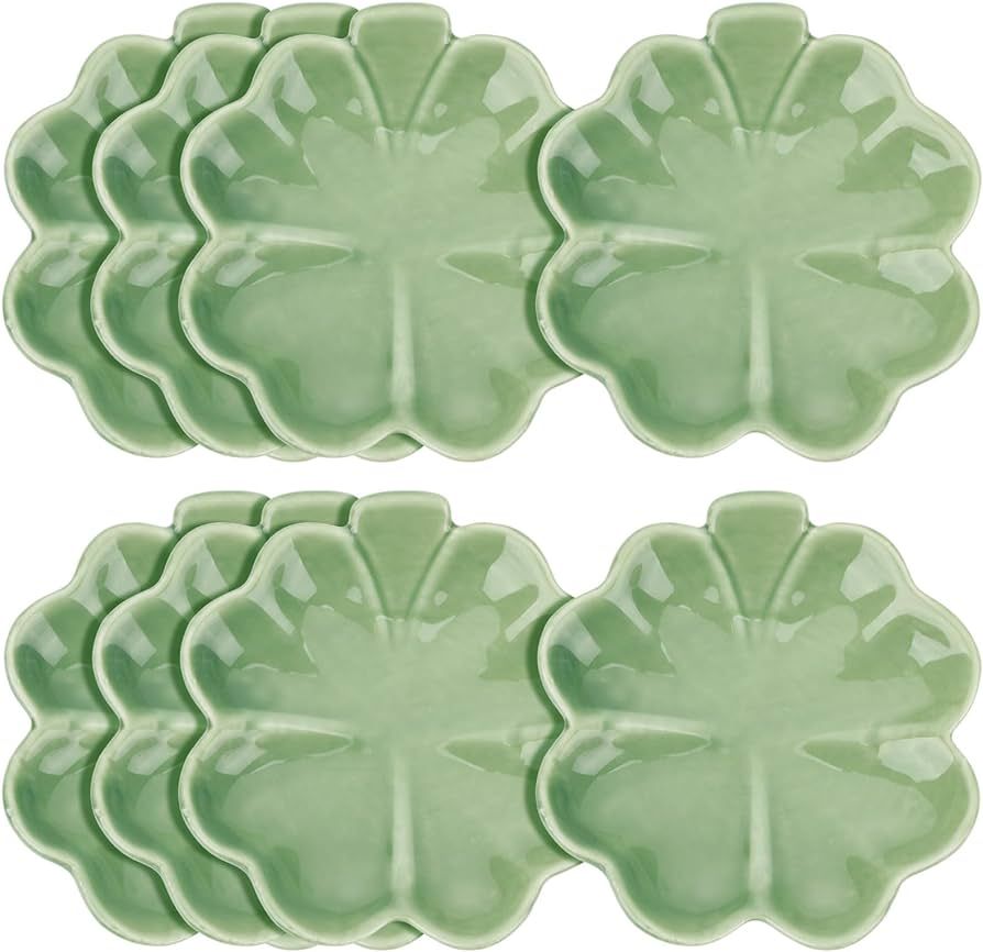 Hushee 8 Pcs St. Patrick's Day Jewelry Tray 3.5 Inch Clover Ceramic Ring Dish Irish Plate Vanity ... | Amazon (US)