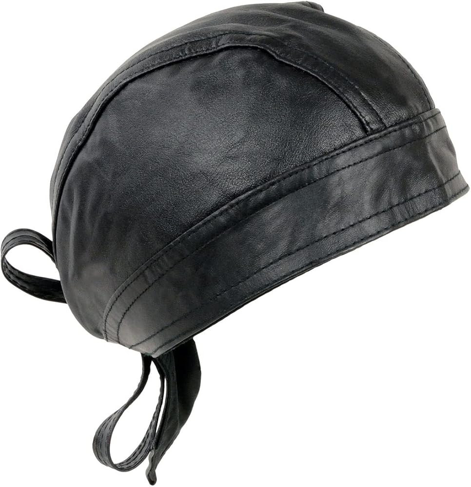 Milwaukee Leather SH319 Unisex Black Leather Skull Cap | Amazon (US)