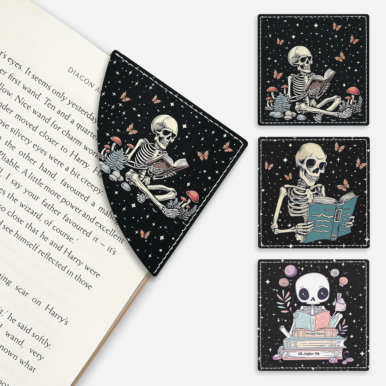 Skeleton Book Corner Bookmarks, Funny Leather Book Accessories for Book Lovers, 3 Pcs Reading Boo... | Amazon (US)