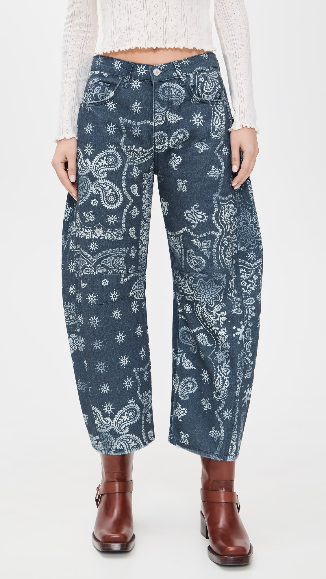 Good Luck Printed Barrel Jeans | Shopbop