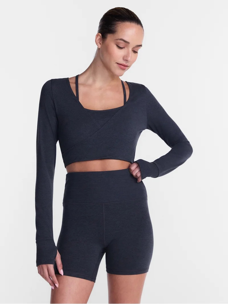 Athletic Works Women's ButterCore Wrap Top with Built In Bra, Sizes XS-XXXL | Walmart (US)