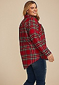 Plus Size Plaid Boyfriend Tunic Button Down Shirt | Maurices