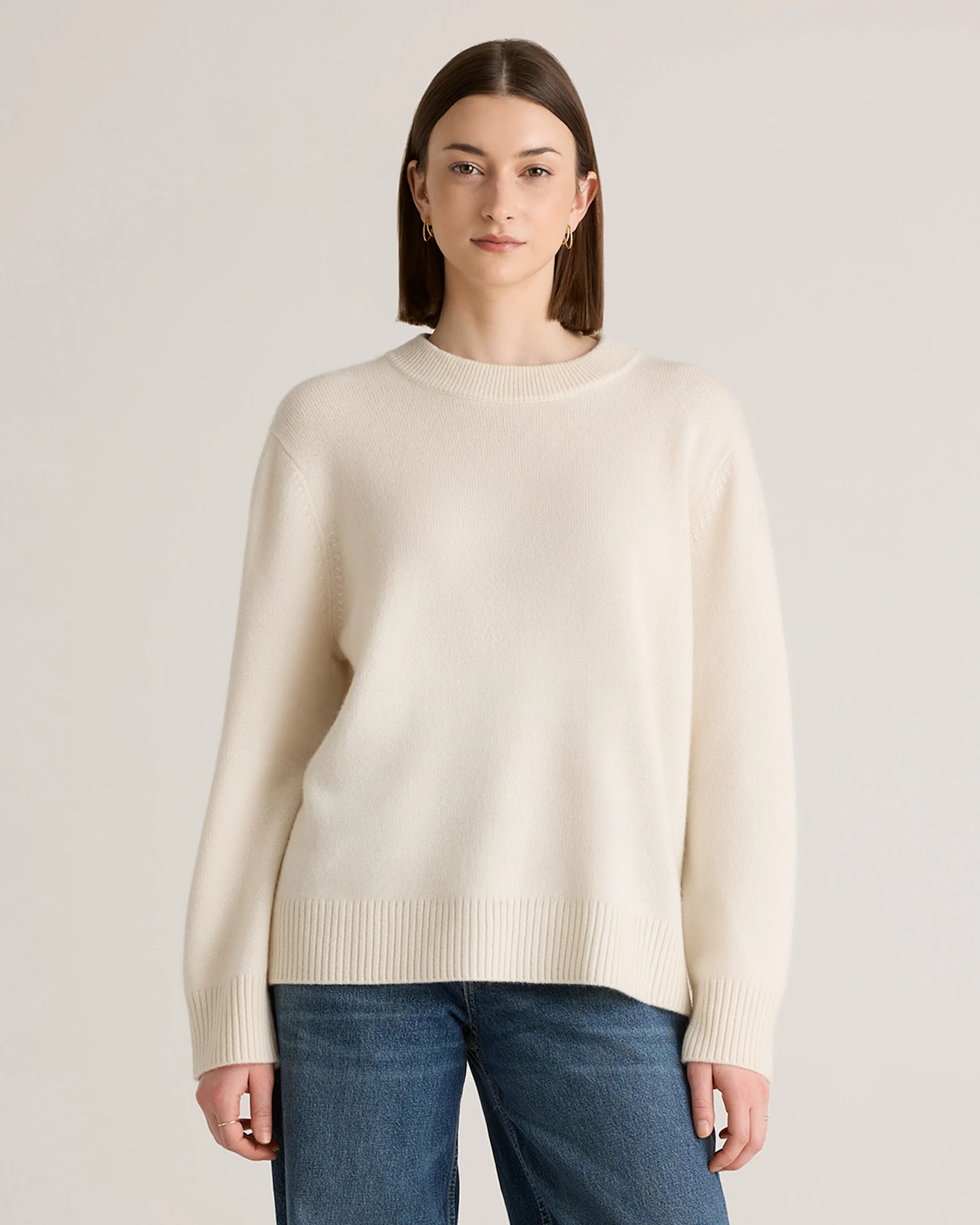 Quince | Women's Mongolian Cashmere OverSized Crewneck Sweater in Brown, Size Large | Quince