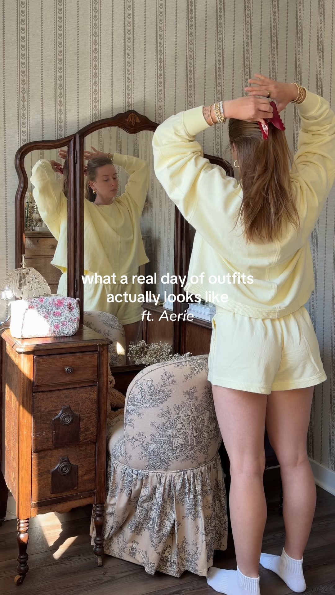 4/18/26 4/18/26 Real Life Spring Outfits @aerie #ad #aeriepartner #aeriereal
The kind of outfits I actually wear all day 🤍
Sharing a few of my favorite Aerie sets that have been on repeat lately — comfy, cute, and easy to throw on whether I’m at home, out running errands, or just moving through the day.
Yellow set: wearing size small in the top (runs oversized) + small in the shorts
Gray set: XS joggers + small zip-up
Striped fold-over pants: size XS
Everything is linked here ✨

#LTKvlog #LTKootd #LTKxAerie