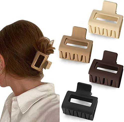 Bolonar 4PCS Hair Clips for Thin Hair Neutral Color Small Hair Clips 2" Square Matte Hair Clips S... | Amazon (US)