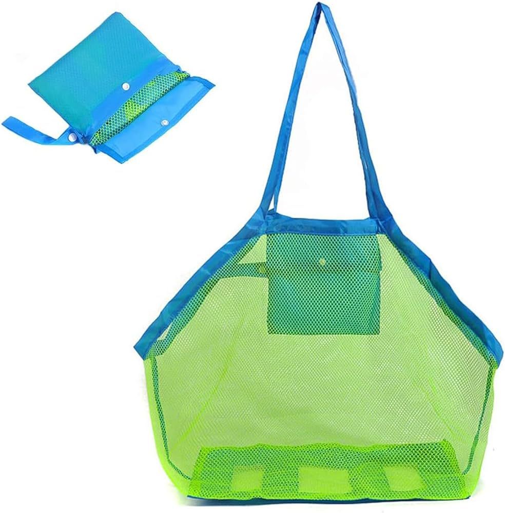 Mesh Beach Sand Toy Bags, Extra Large, Foldable Totes Shell Storage Bag Quick Dry Net Tote for Ki... | Amazon (US)