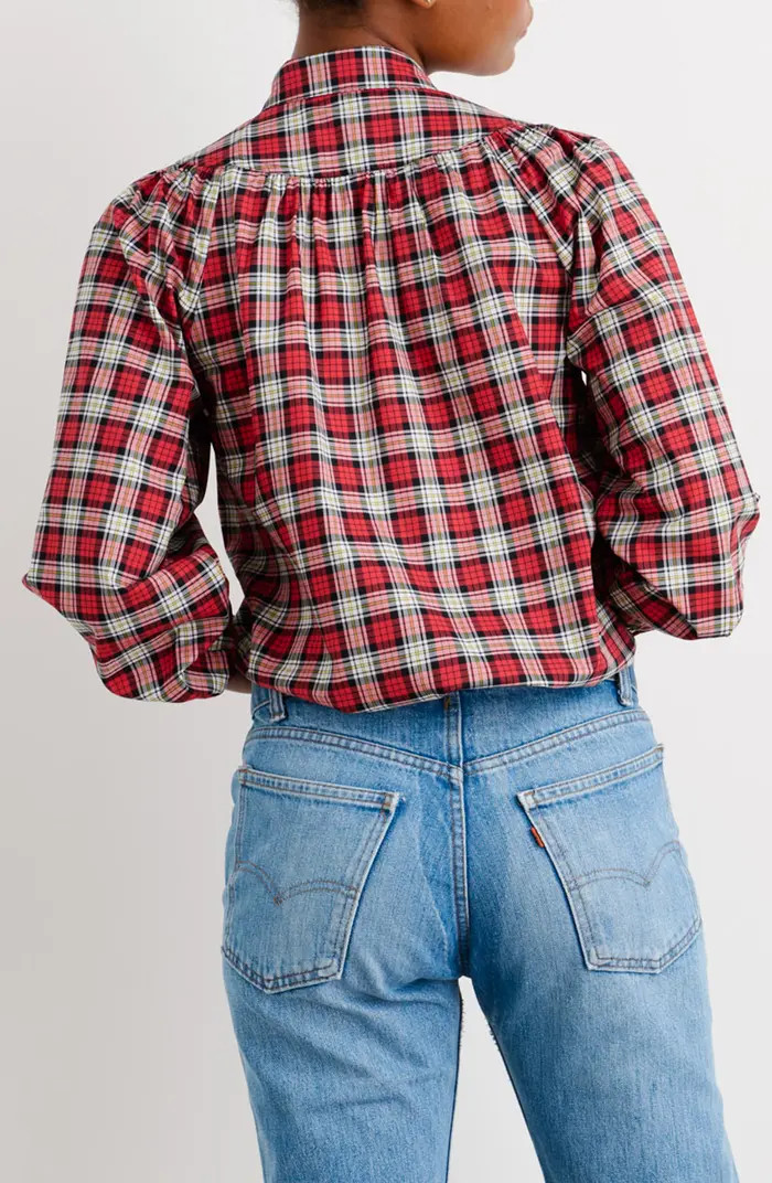 Alex Mill Meg Tartan Cotton Blouse | Nordstrom | Nordstrom