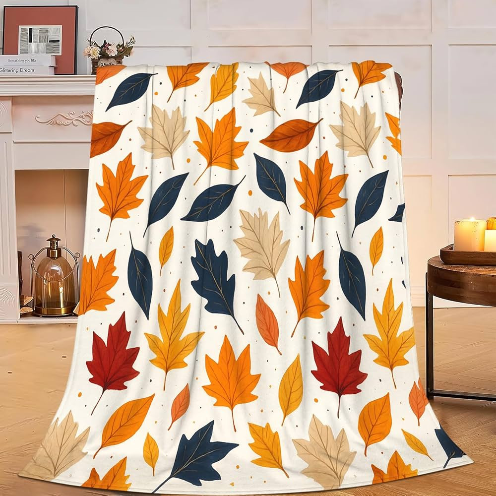 Fall Blanket Autumn Maple Leaf Throw Blanket Fall Soft Cozy Fleece Fuzzy Stuffed Plush Flannel Gi... | Amazon (US)