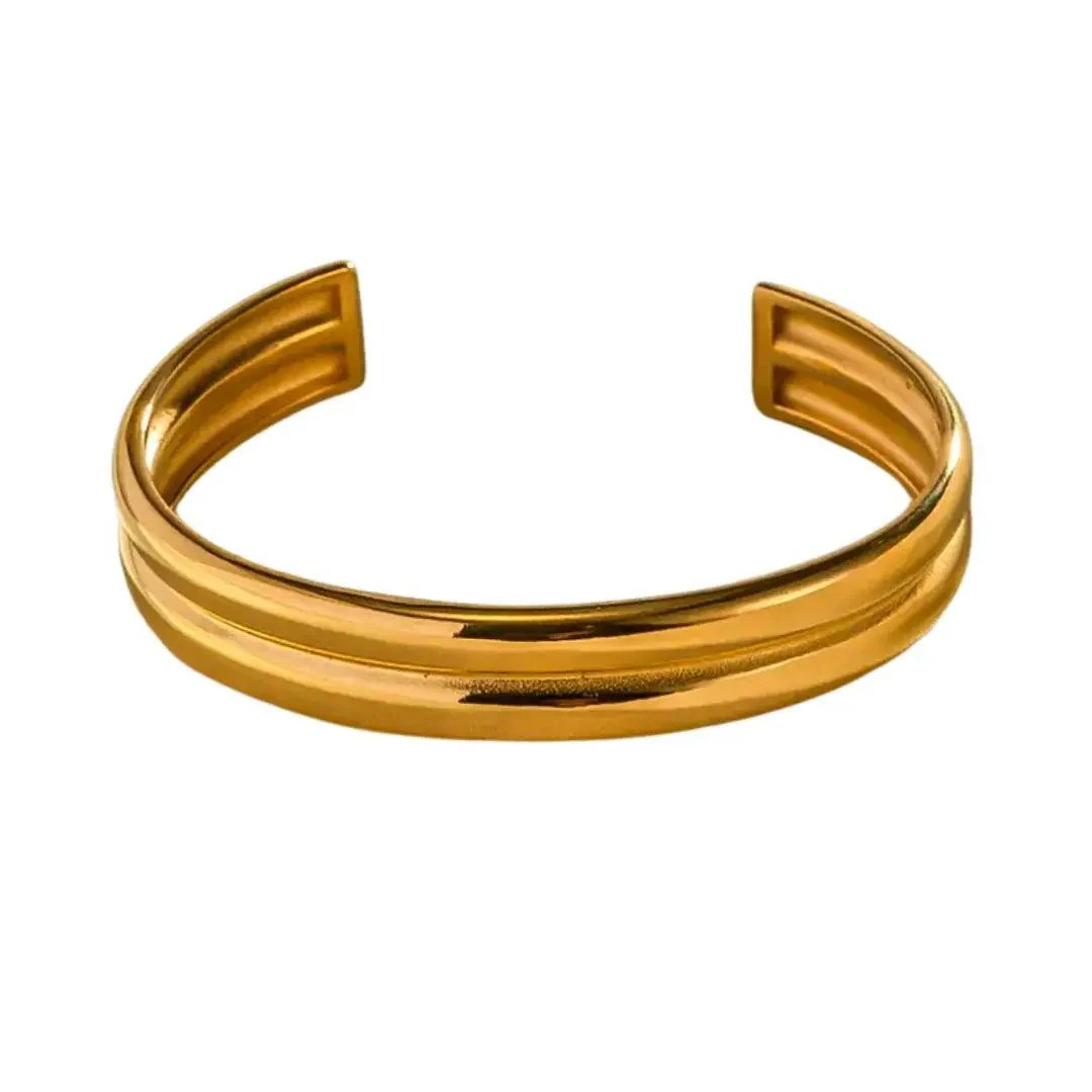 Minimalist Double Layer Bangle - Ahava J | Ahava Jewels