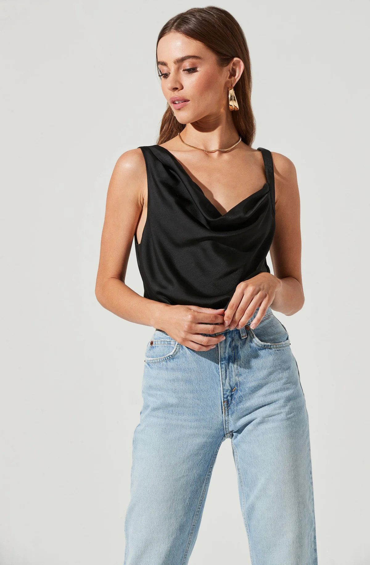 Cowl Neck Asymmetrical Strap Bodysuit | ASTR The Label (US)