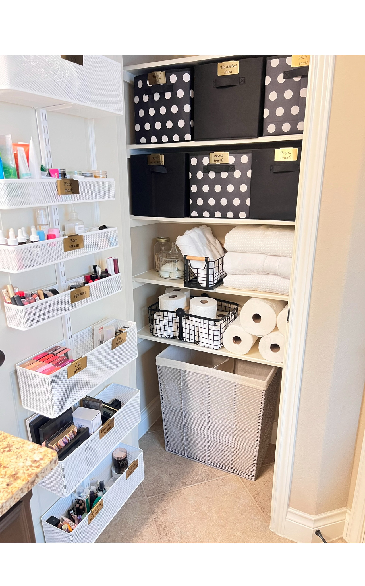 Organizing your bathroom with Amazon finds is the easiest way to maximize space and keep everything feeling clean and clutter-free. The labeled bins and simple storage pieces create a functional look that still feels elevated 🤍 

 #LTKdayinmylife #LTKgrwm #LTKHome