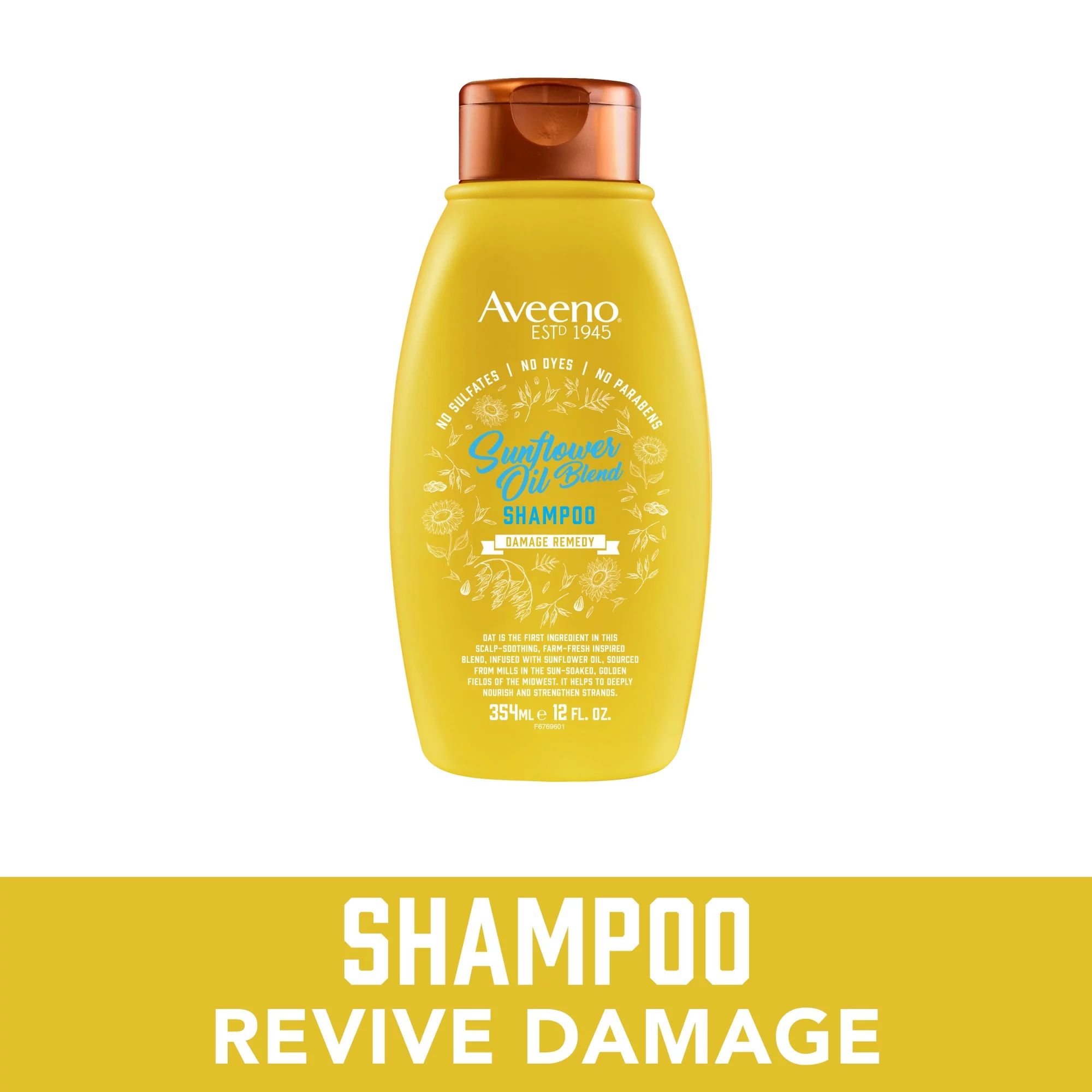 Aveeno Deep Moisturizing Sunflower Oil Blend Shampoo with Oat, for Dry Damaged Hair, Dye, Paraben... | Walmart (US)