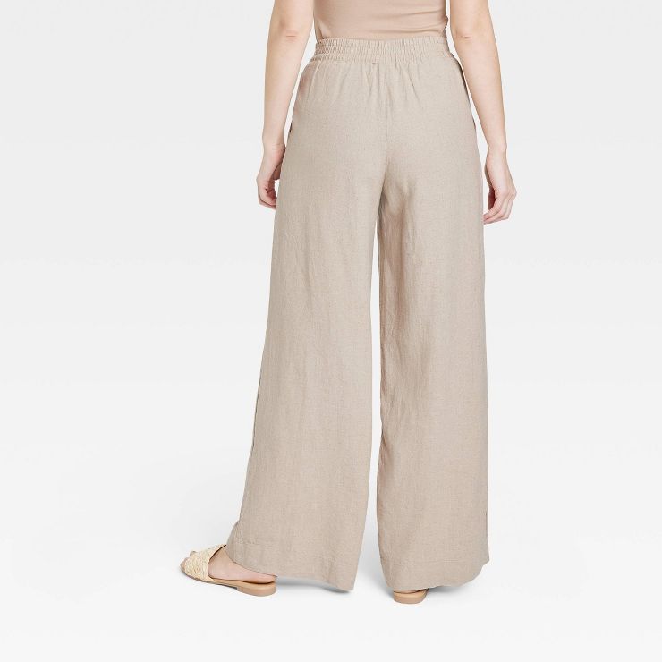 Women's High-Rise Wide Leg Linen Pull-On Pants - A New Day™ | Target