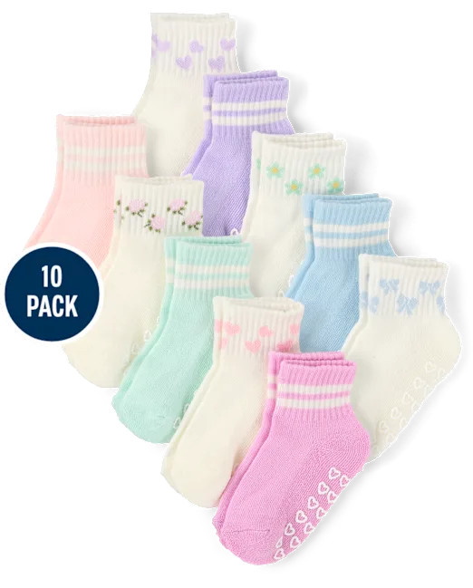 Toddler Girls Striped Icon Cushioned Midi Socks 10-Pack - multi | The Children's Place