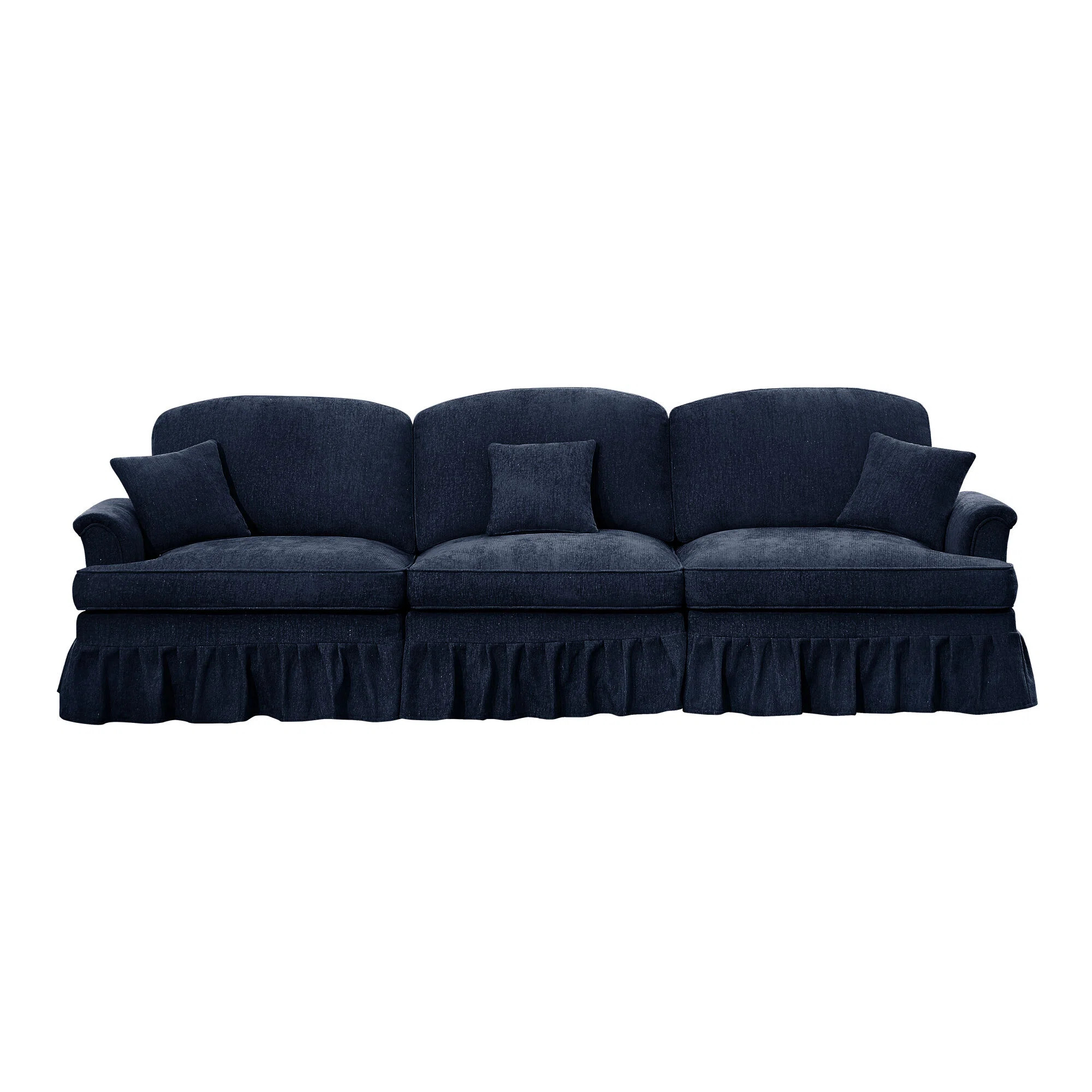 107.1 '' Sofa With Flared Arms, Removable Pleated Skirt, Chenille Upholstery | Wayfair North America