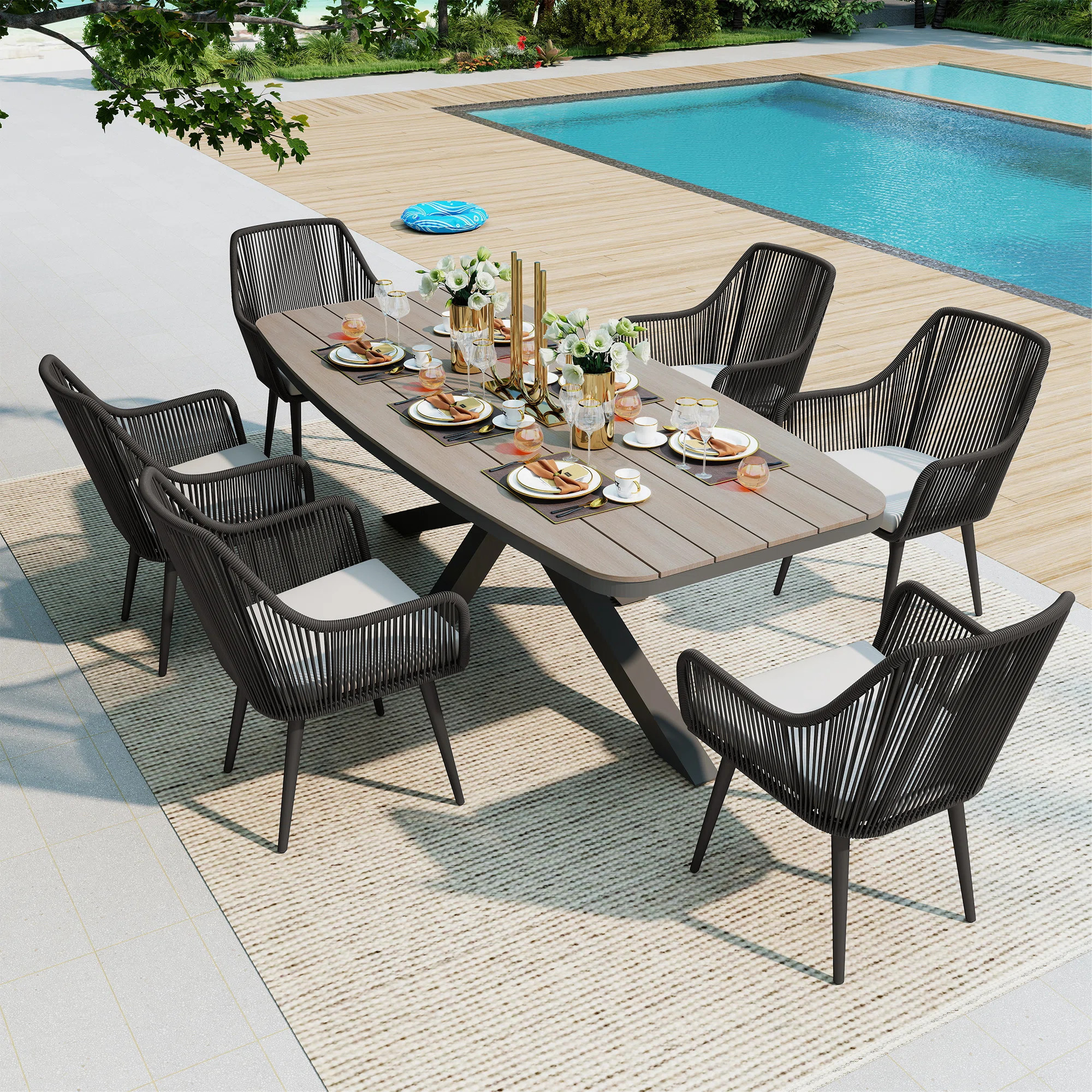 Outdoor 6-person Dining Set With Cushions | Wayfair North America