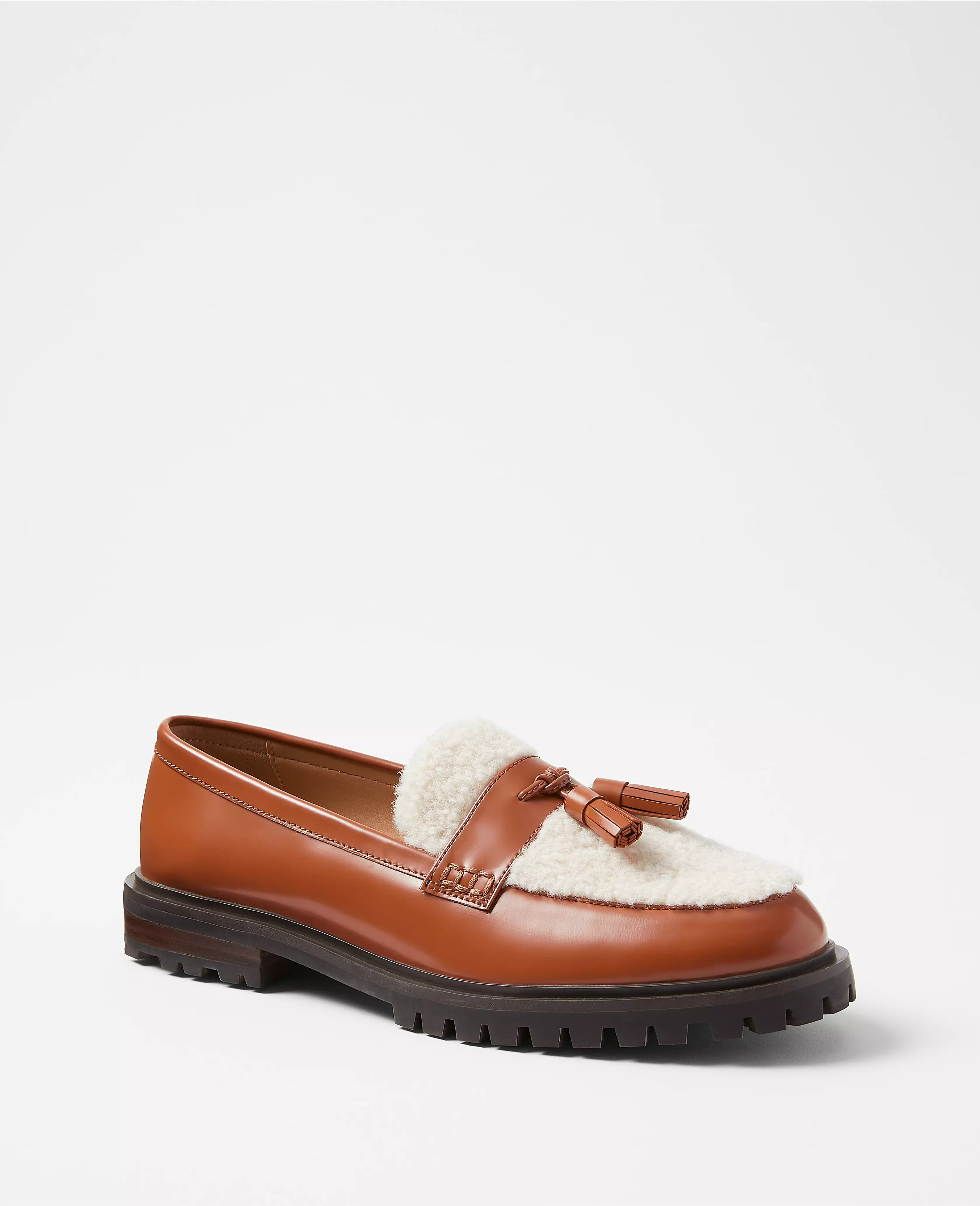Shearling Leather Tassel Loafers | Ann Taylor (US)