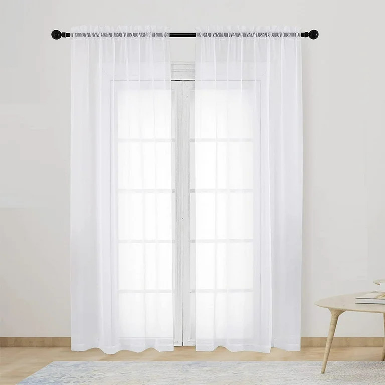 Window Sheer Curtains White Curtains Clear Curtains Basic Rod Pocket Panel for Kitchen Bedroom Ch... | Walmart (US)