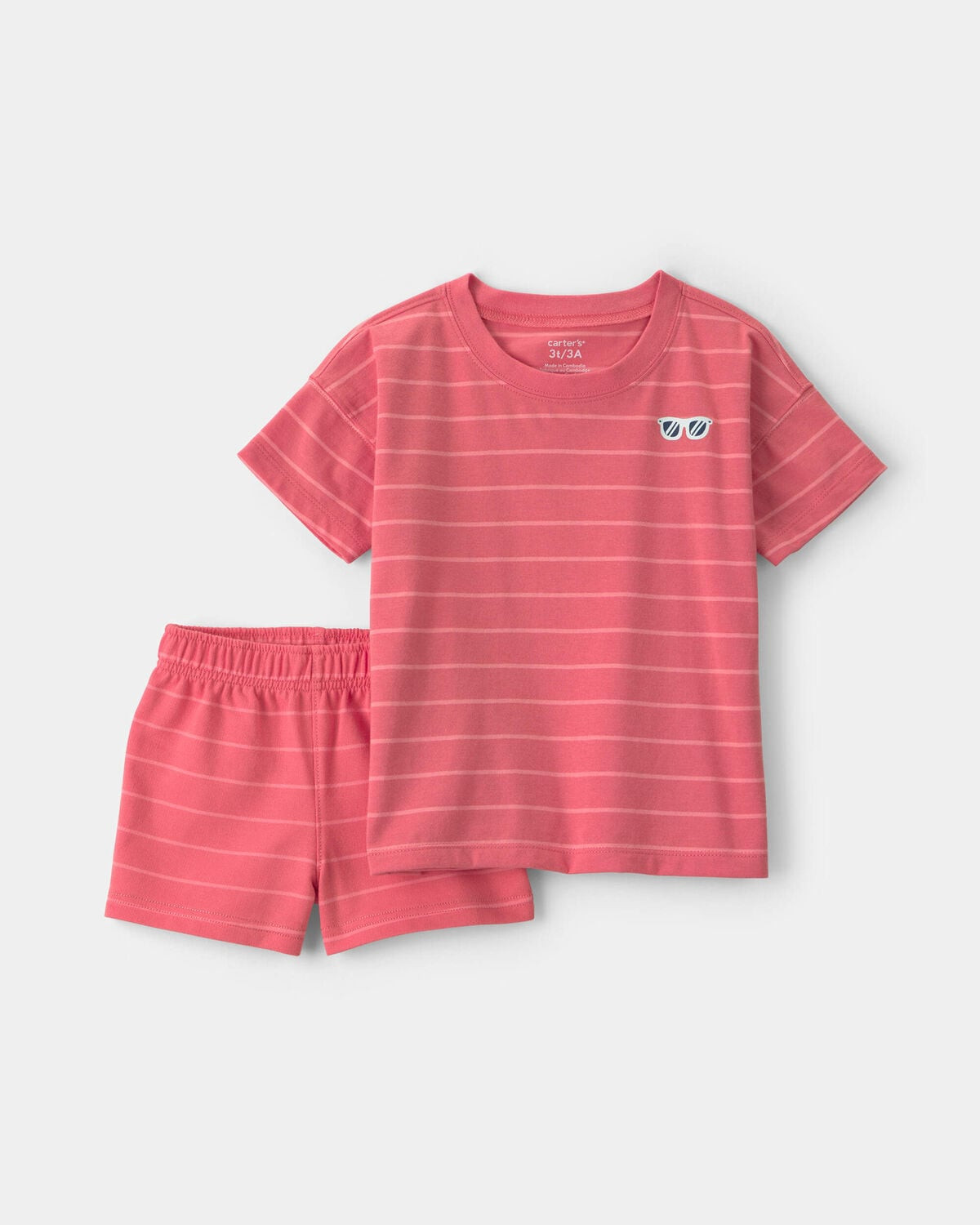 Baby Boy 2-Piece Stripe Short-Sleeve Top & Short Set - Coral | Carter's | Carter's Inc
