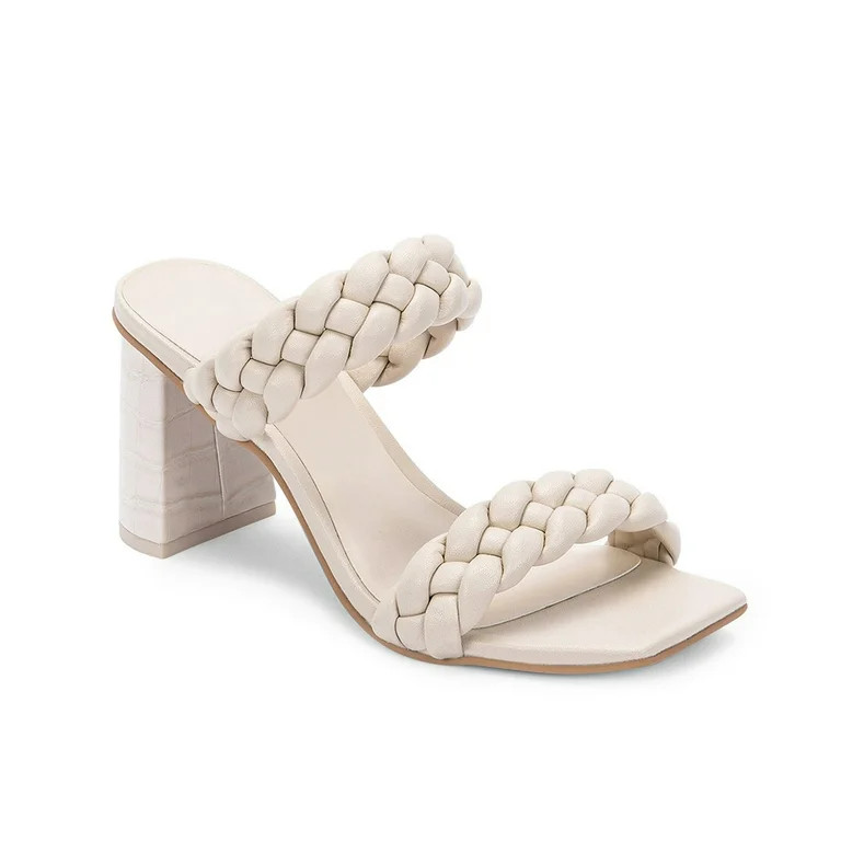 Dellytop Womens Backless Square Open Toe Block Strappy Slip On Slide Shoes Braided Heeled Sandals | Walmart (US)