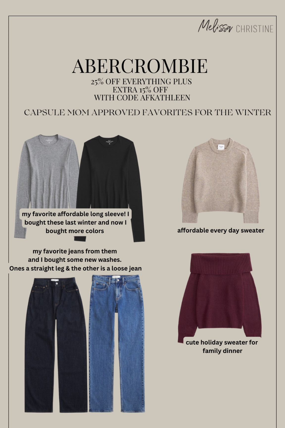 Abercrombie Black Friday Sale Recent Purchases! Use code AFKATHLEEN for additional 15% off on top of the 25% off! 

#LTKCyberWeek #LTKStyleTip #LTKHoliday