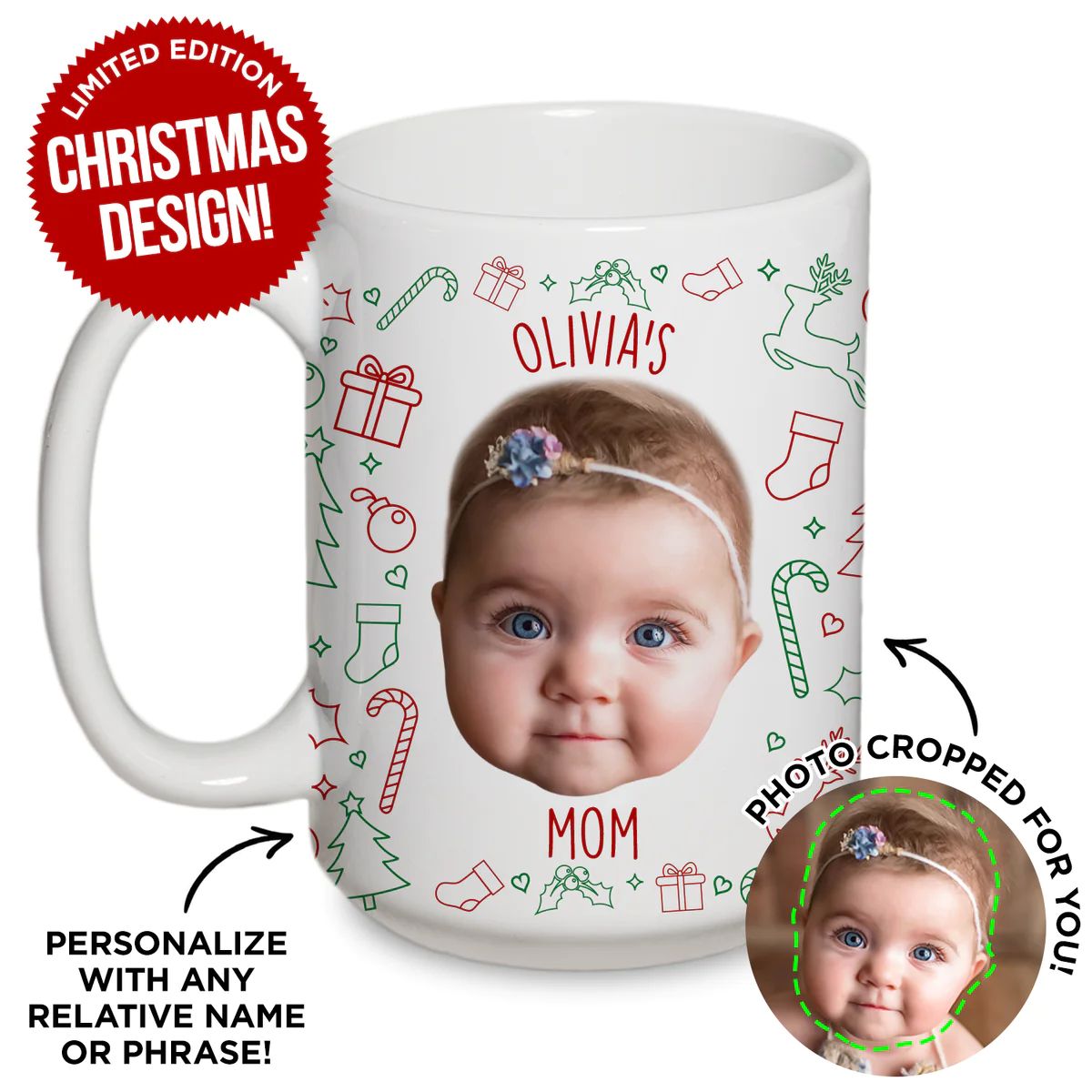 Personalized Baby Christmas Mug | Type League Press
