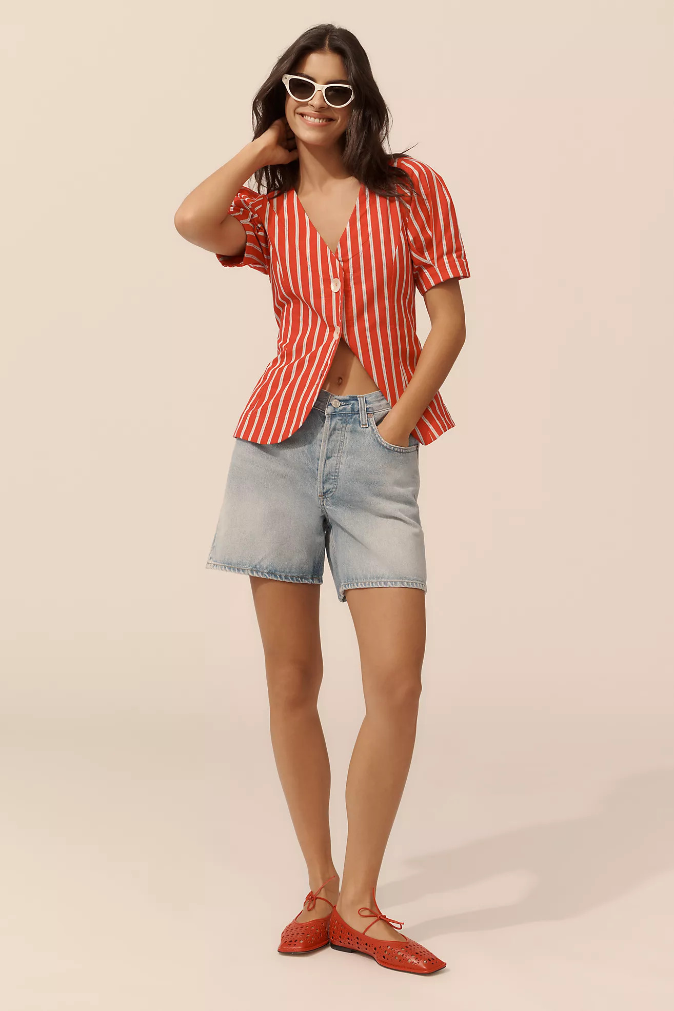 AGOLDE V-Waist Denim Shorts | Anthropologie (US)