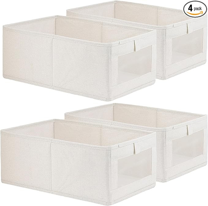 Fordonral 4 Pack Linen Storage Bins, Storage Containers for Organizing Clothing, Jeans, Toys, Boo... | Amazon (US)