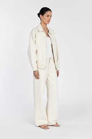 MABEL CREAM DENIM BOMBER JACKET | DISSH