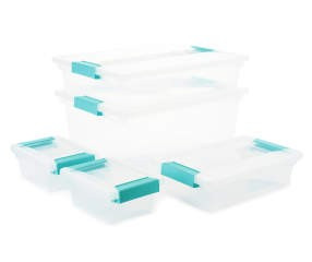Sterilite Clip Box Set with Aqua Latches, 5-Pack - Big Lots | Big Lots!
