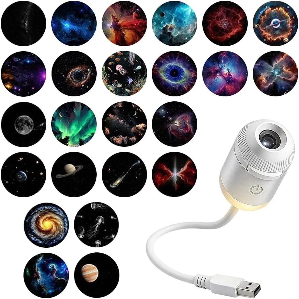 Pacrigo 2 Pack Galaxy Projector Night Light with 24 Projection Films USB Powered Star Projector for Bedroom and Car Mini LED Nightlight with Flexible | Lowe's