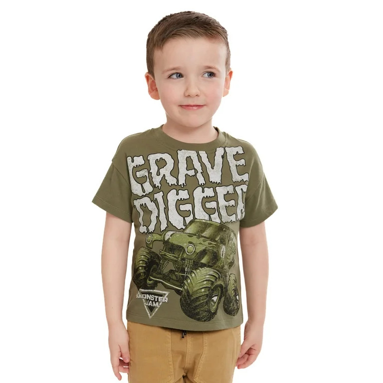 Monster Jam Toddler Boys Grave Digger Short Sleeve Crewneck T-Shirt, Sizes 2T-5T - Walmart.com | Walmart (US)