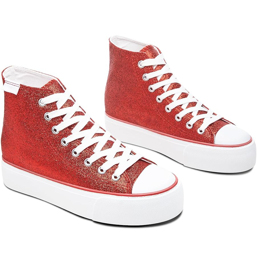 ALTOCIS Glitter Platform Fashion Sneakers,Sparkly Bling Mid Calf Sneaker for Women,Cute Comfortab... | Amazon (US)