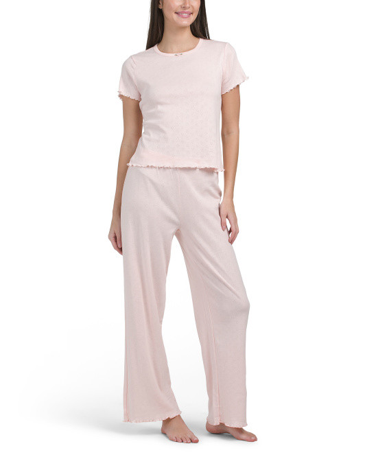 2pc Organic Cotton Short Sleeve Top And Pants Tender Heart Pajama Set | TJ Maxx