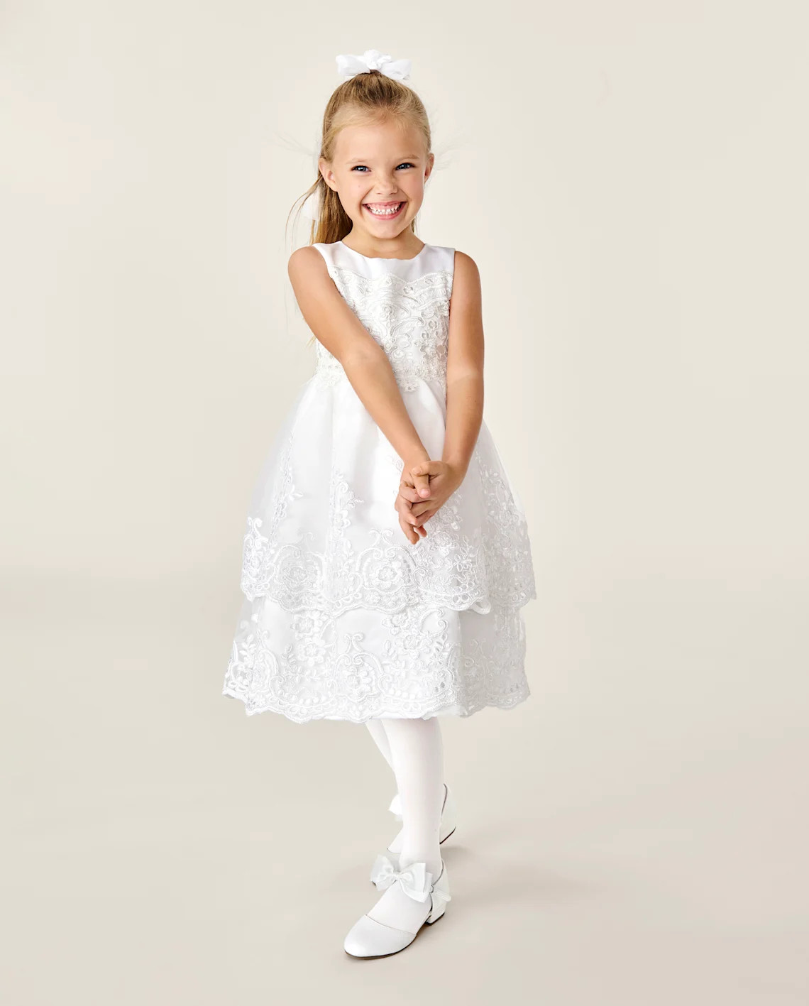 Girls Sleeveless Lace Applique Woven Tiered Dress - Special Occasions - WHITE | Gymboree | Gymboree