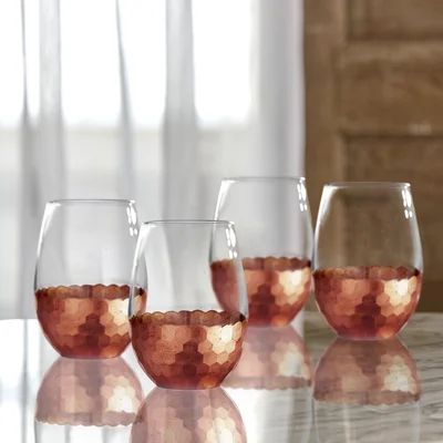 Jasper 20 oz. Crystal Stemless Wine Glass Foundstone™ Color: Copper | Wayfair North America