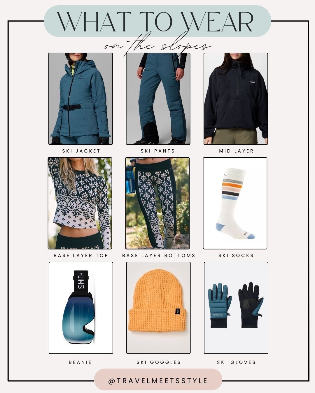 Ultimate ski trip packing list for women ⛷️ Head to travelmeetsstyle.com to read the full post + explore more ski outfits & winter outfits for women ❄️


Ski jacket, ski pants, mid layer fleece, base layer, ski socks, ski goggles, ski gloves, beanie 

#LTKTravel