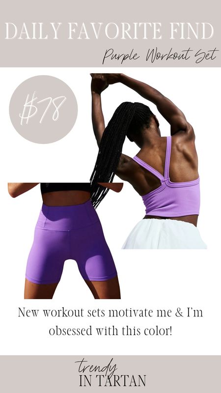 Daily favorite find- purple workout set!

Biker shorts, tank top, sports top, activewear, athleisure 

#LTKfindsunder100 #LTKSeasonal #LTKstyletip