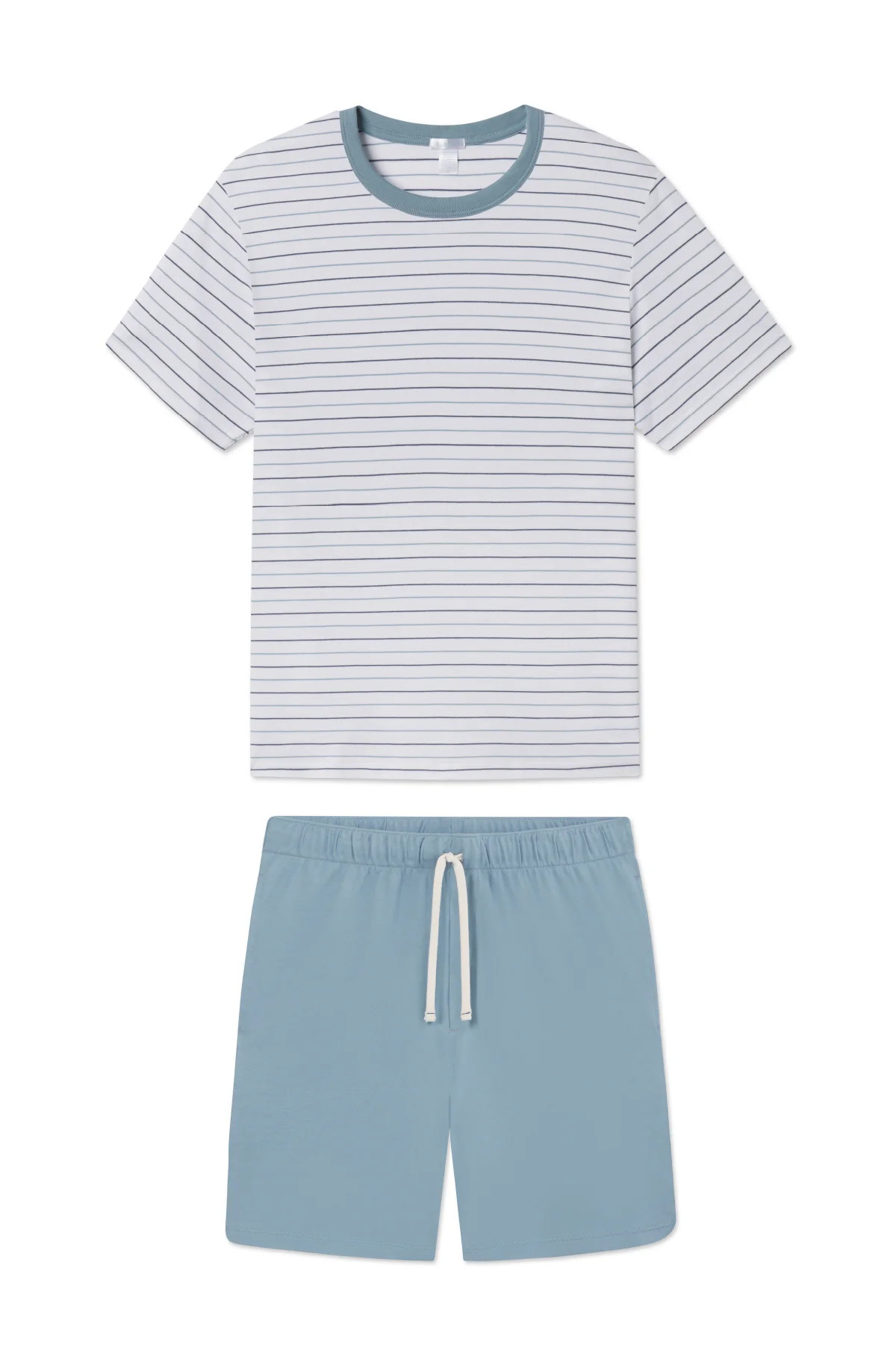 Men's Pima Sleep Shorts Set in Marlin Blue Nautical Stripe | Lake Pajamas
