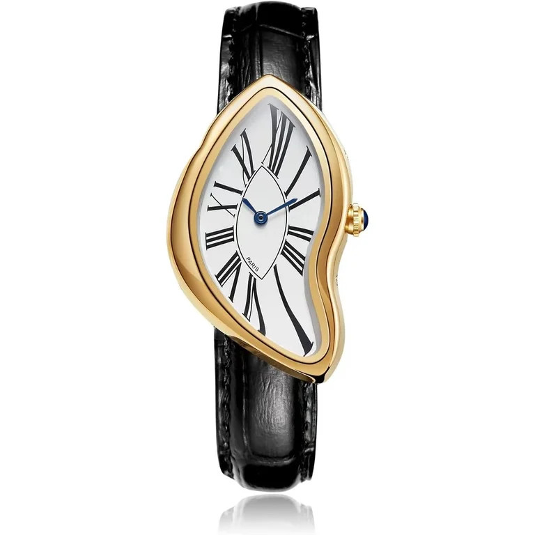 Creative Melting Luxury Watch for Men Women Stylish Analog Quartz Wristwatch with Genuine Leather... | Walmart (US)