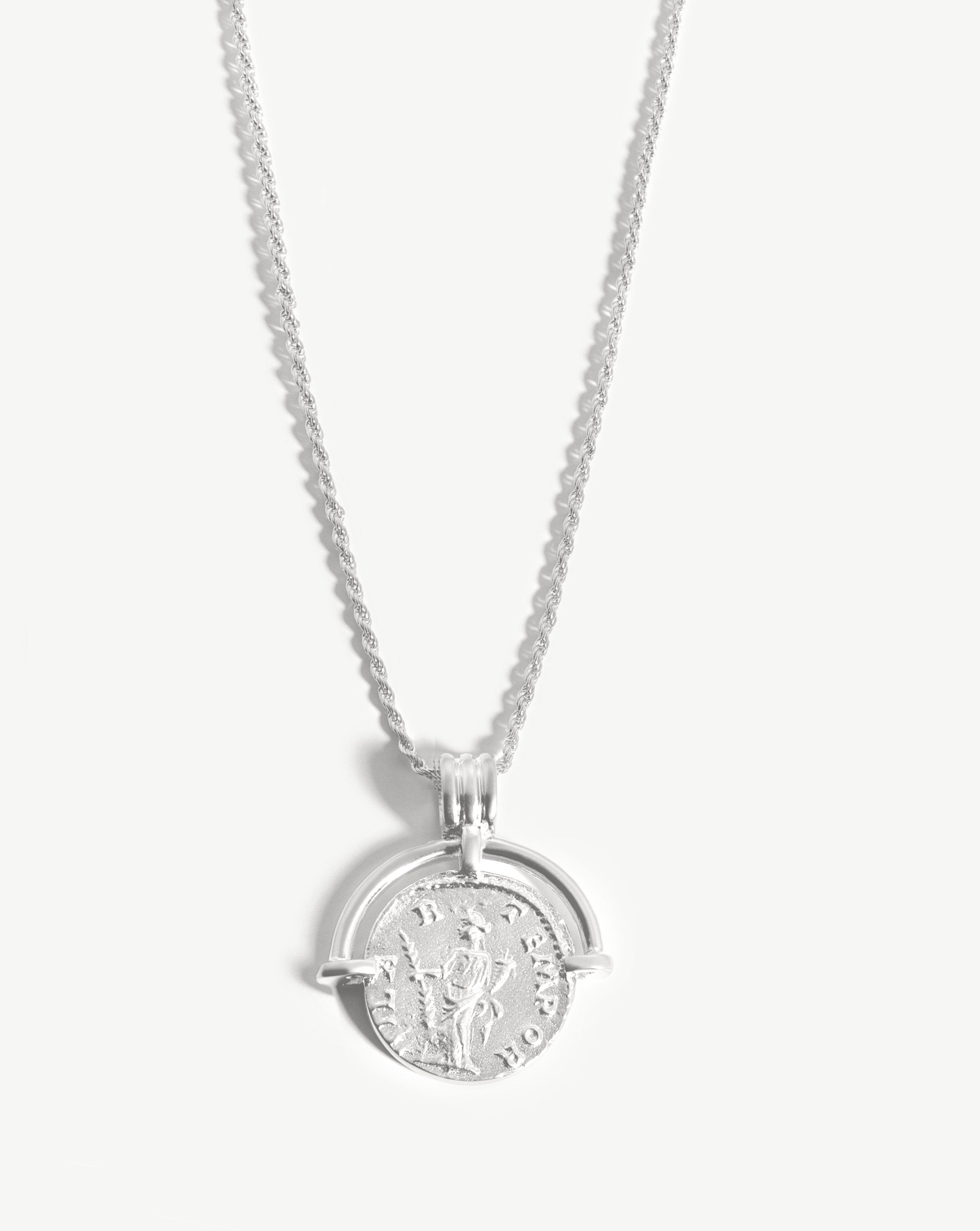 Lucy Williams Engravable Roman Arc Coin Necklace Silver Plated | Missoma