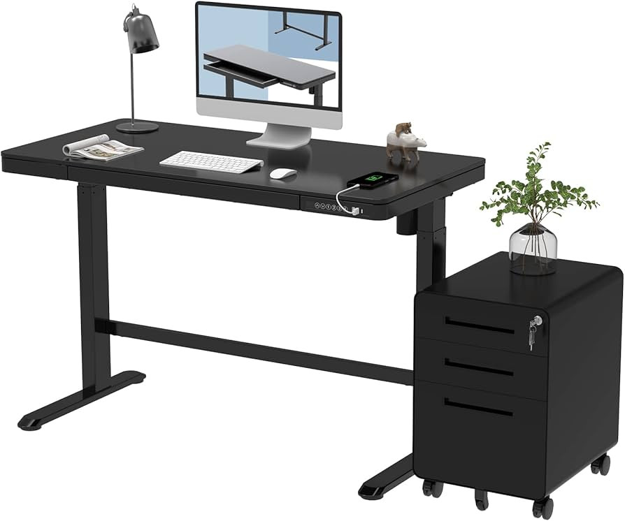 FLEXISPOT Comhar Electric Standing Desk with Black Cabinet, 48" Height Adjustable Quick Install H... | Amazon (US)