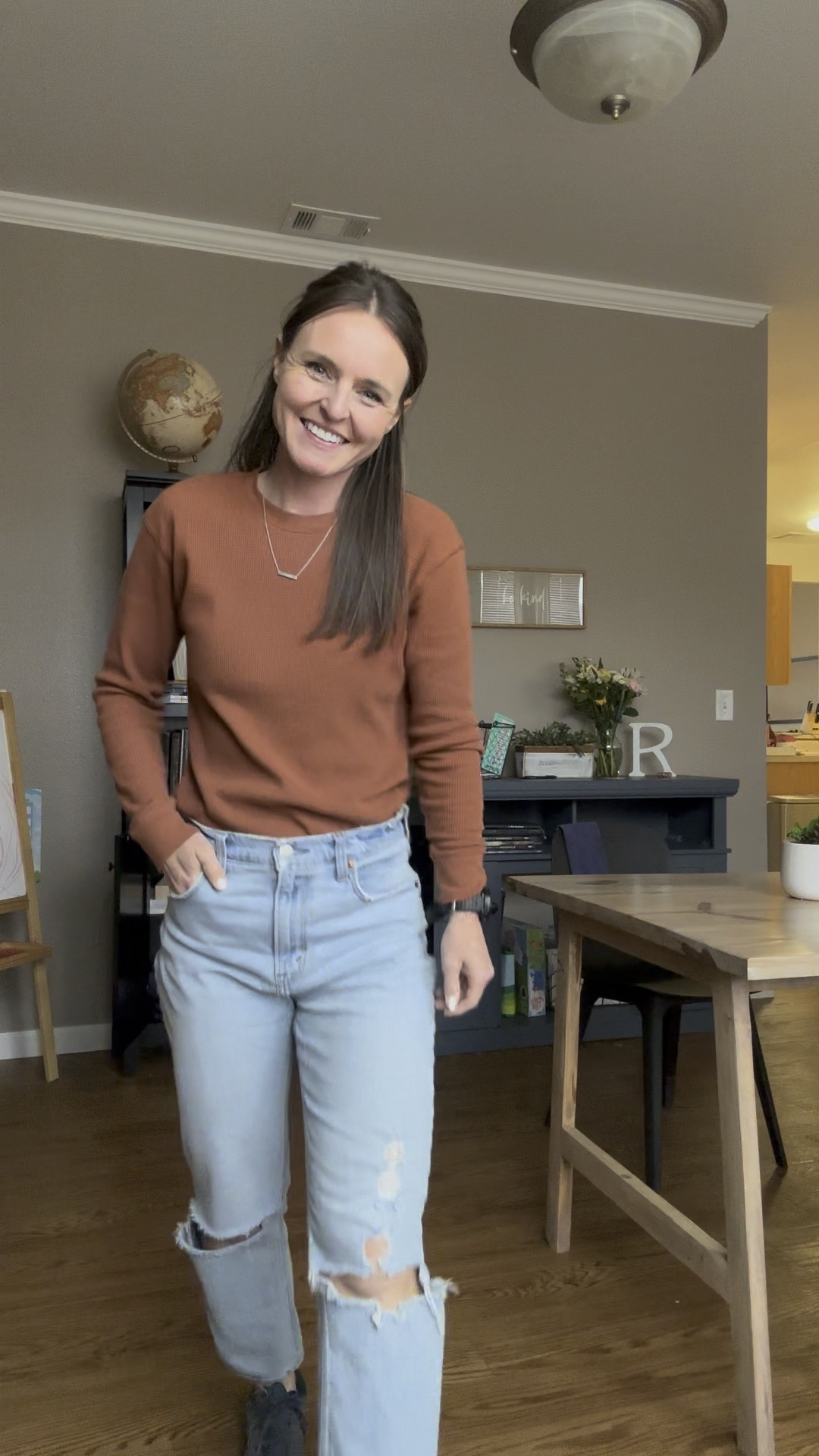 Literally my comfiest outfit that I go out in! Abercrombie mom jeans, Walmart waffle, and classic reeboks (found mine thrifting and I love them!!)