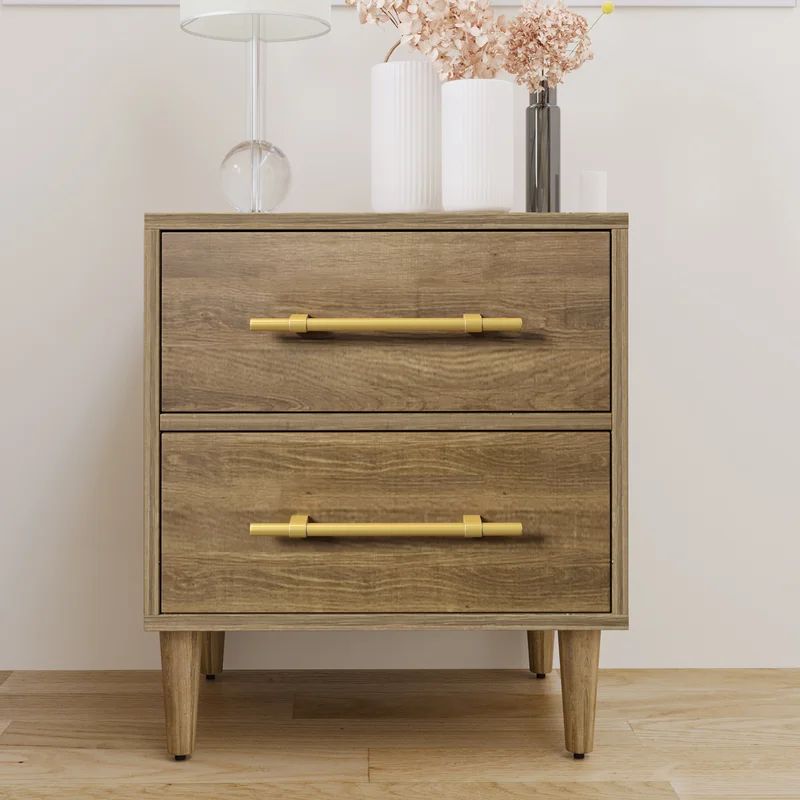 Ailish 25.3'' Tall 2 - Drawer Solid Wood Nightstand in Natural | Wayfair North America