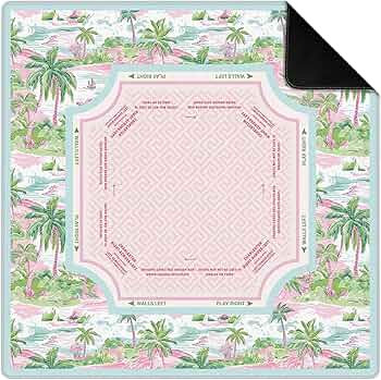 Pink and Green Tropical Palm Tree Mahjong Mat for Table 31.5 x 31.5 in, Coastal Beach Ocean Waves... | Amazon (US)