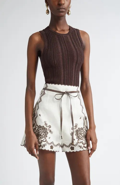 Zimmermann Lucky Metallic Rib Tank in Metallic Chocolate at Nordstrom, Size 3 | Nordstrom