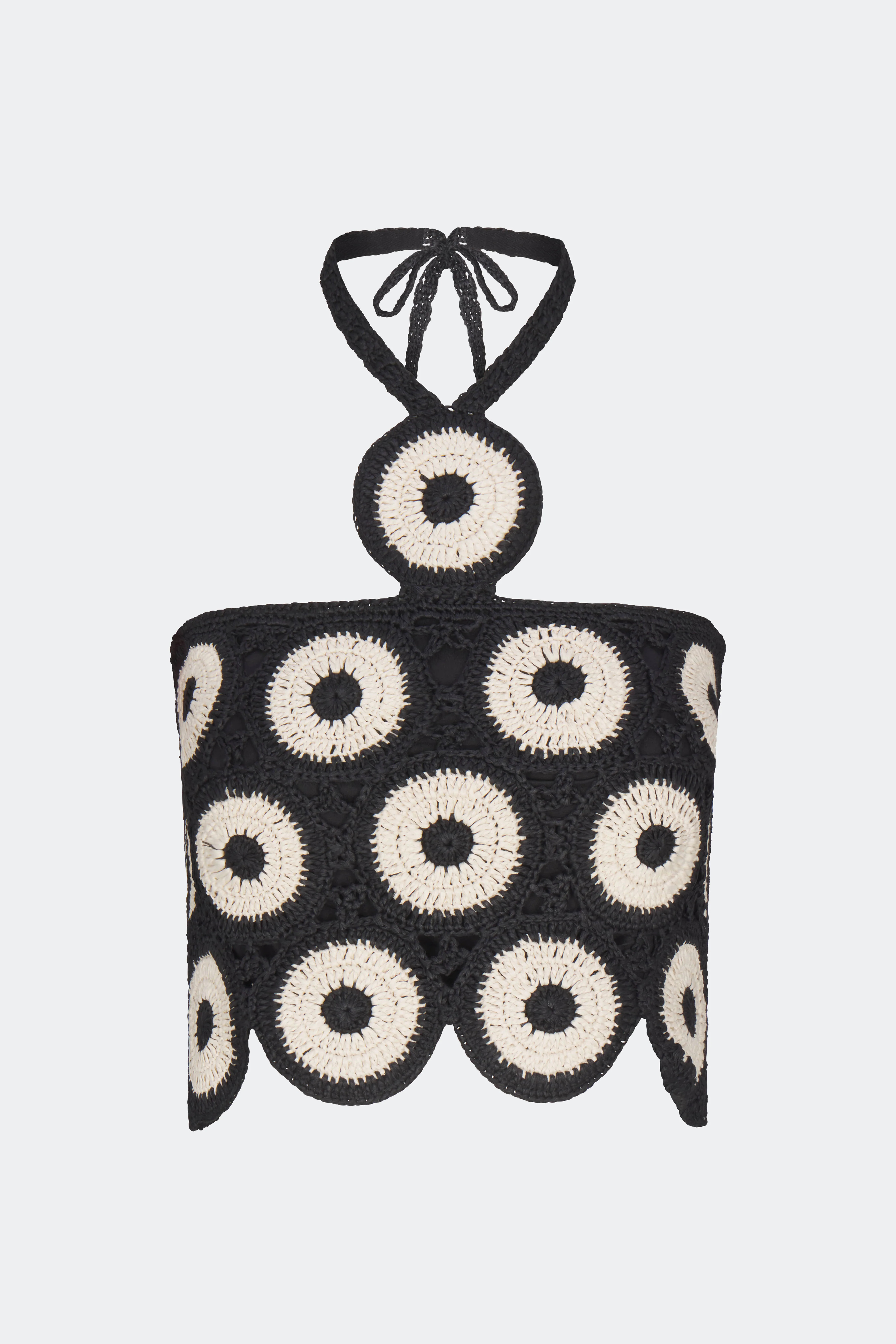 Atlas Crochet Top In Cream/Black | Simon Miller