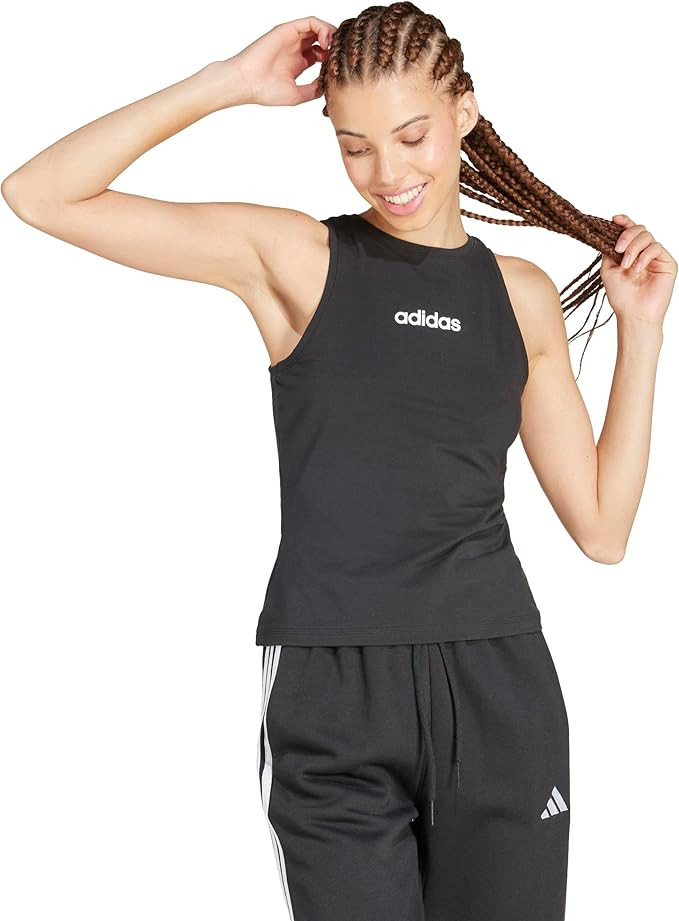 Adidas Womens Essentials Linear Slim Cotton Tank Top | Amazon (US)
