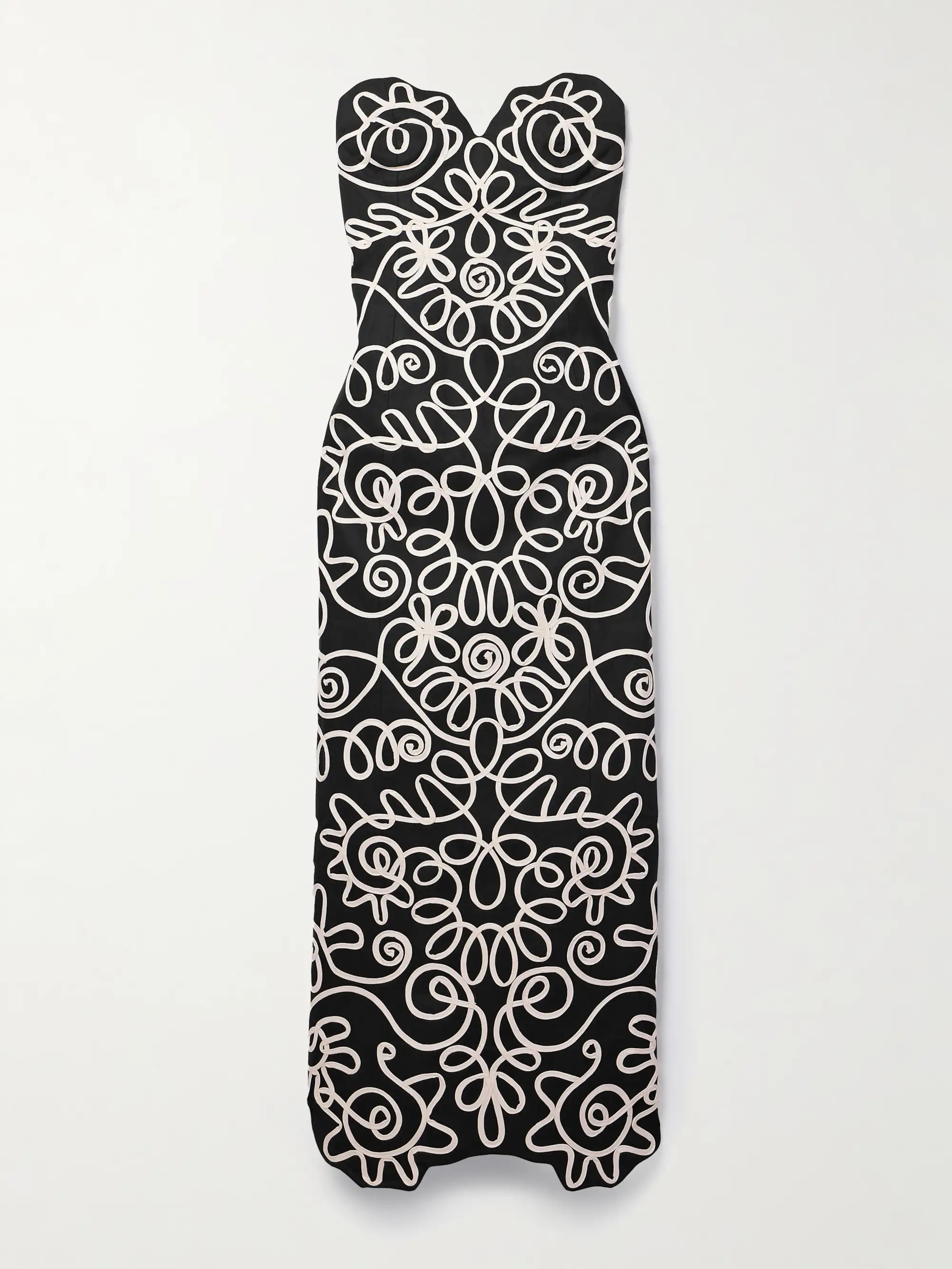 + NET SUSTAIN Stella strapless appliquéd organic cotton and TENCEL Lyocell-blend twill midi dres... | NET-A-PORTER (US)